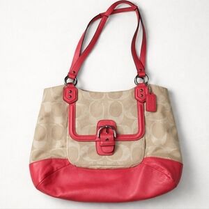 Coach Vintage 93 Abbey Shoulder Bag Signature Canvas Pink Leather F27725